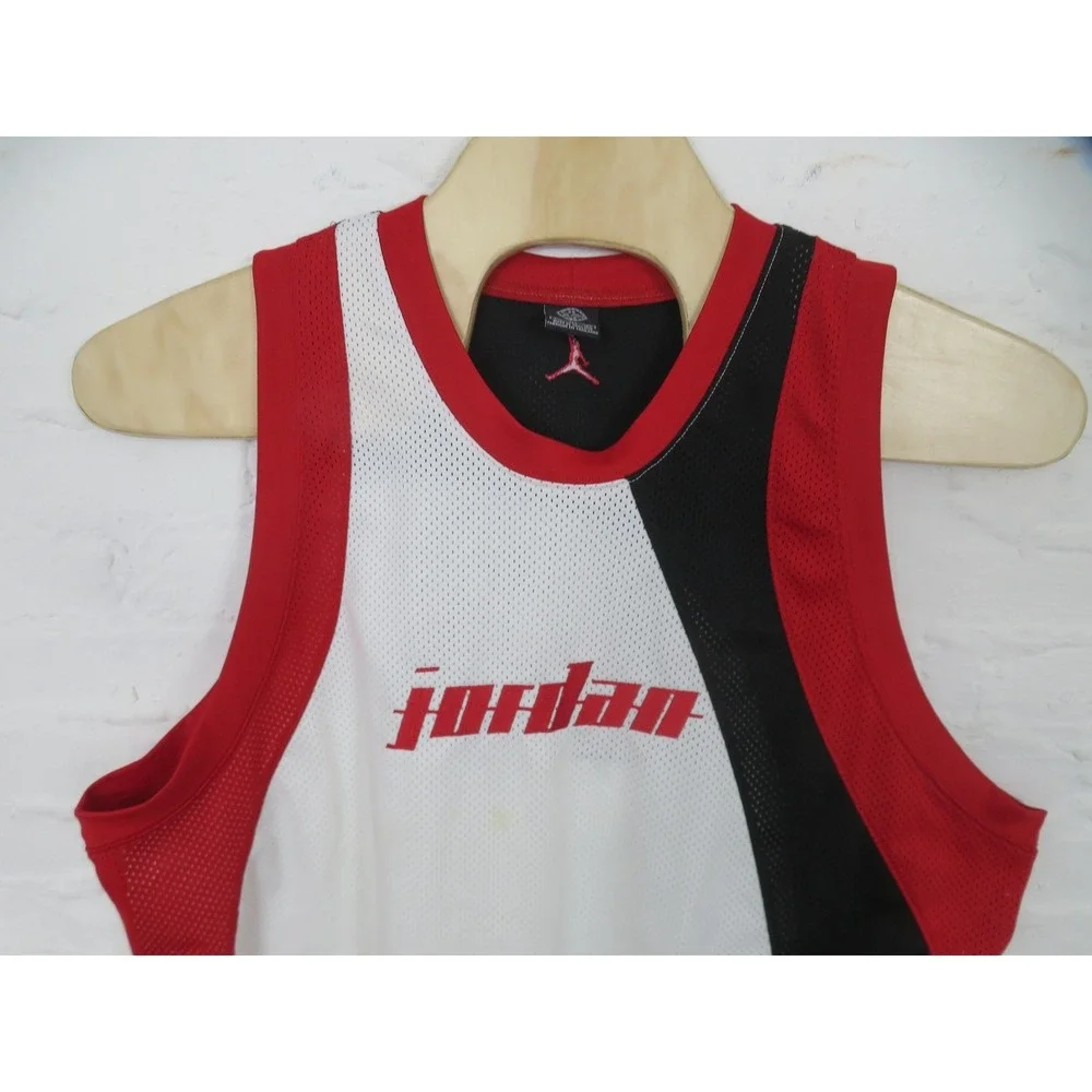 Vtg Air Jordan Jersey Mens 3XL White Red Mesh Sleeveless 23 Basketball Tank Top